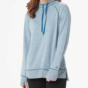 2X Cuddl Duds Plus Slub Hoodie Pullover Shirt Blue